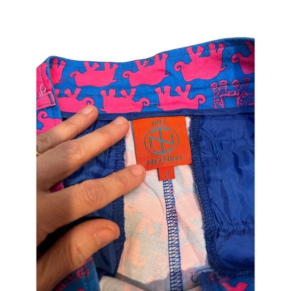 Women's Blue Pink Elephant Print Shorts Casual Summer Beach Vacation Size M - Picture 16 of 16